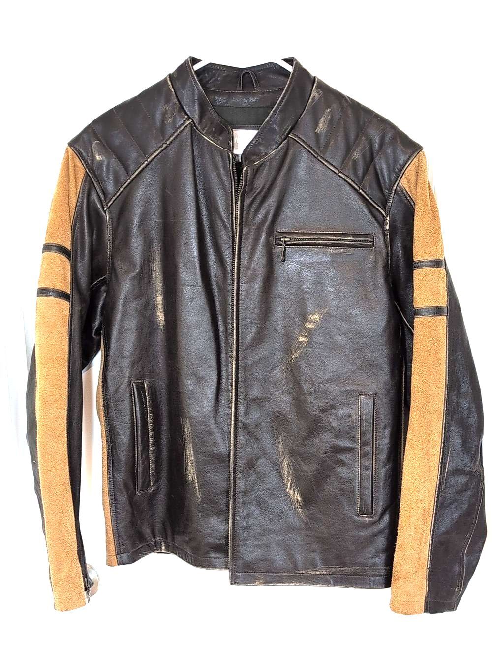 Wilsons M. Julian Leather Jacket with Brown Sleeve Panels